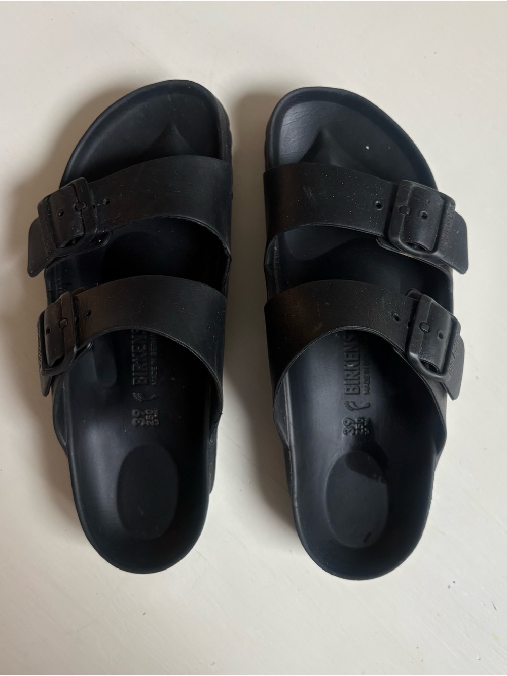 Birkenstock Size 39 (8/8.5) Black Dual-Buckle Slide Sandals